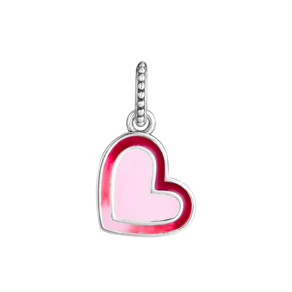 925 Sterling Silver Asymmetric Heart of Love Charm Mixed Enamel Original Jewelry Making Fits For Bracelets &amp Bangle | Украшения и