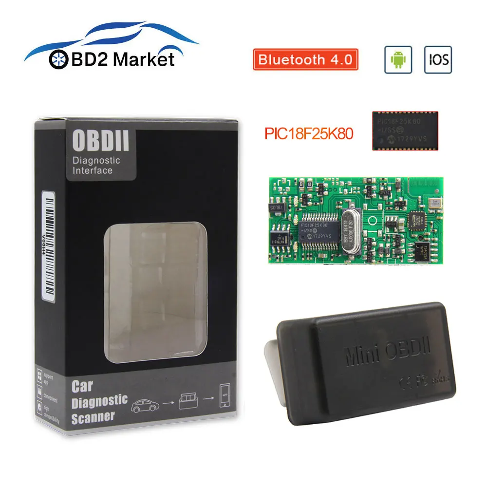 OBD2 elm327 V1.5 bluetooth 4 0 obd2 сканер инструменту диагностики с PIC15F25K80 для IOS/Android телефон