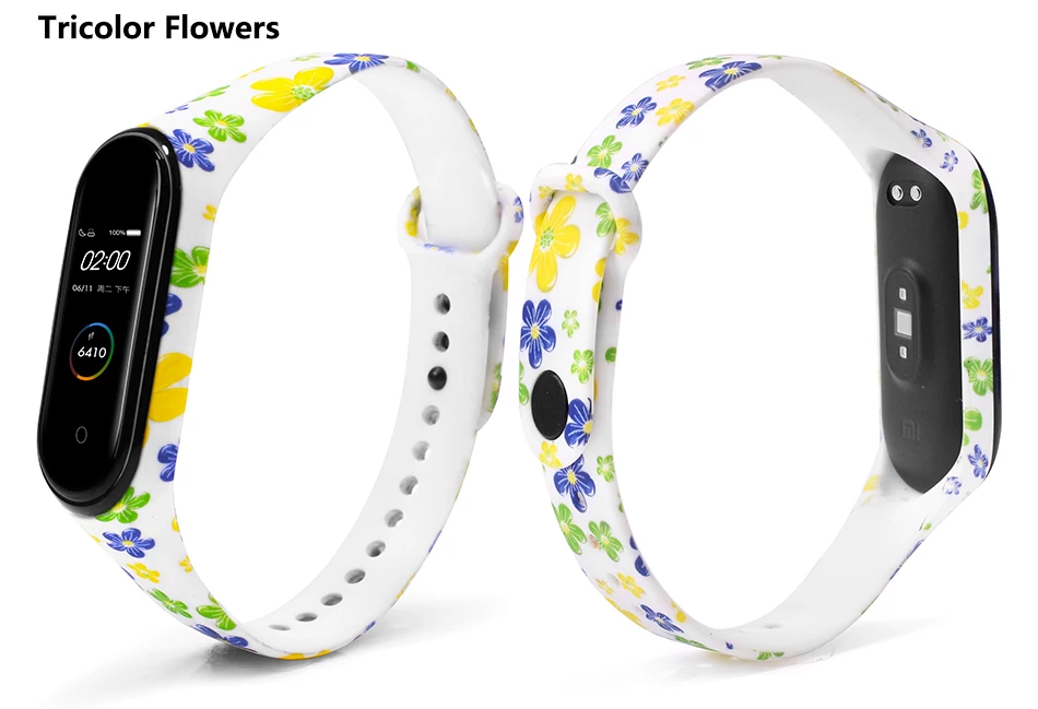 BOORUI Mi band 4 ремешок для xiaomi mi band 4 аксессуары pulsera inteligente силиконовый пояс с цветами Замена для m4 band