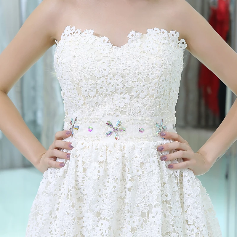 Платье подружки невесты кружевное ТРАПЕЦИЕВИДНОЕ до колена с кристаллами и