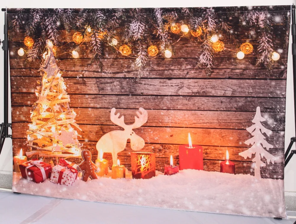 Винилбдс Рождественский фон новорожденный с имбирным пряником огни старый