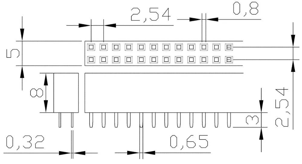 10 шт./лот 2x40Pin 2 54 мм разъем с двумя рядами женский прямой штыревой pinheader |