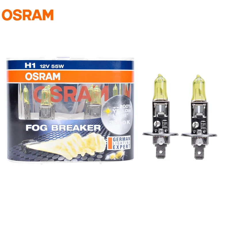 OSRAM H1 12 В 55 Вт 2600 К 62150FBR туман выключатель ксенон желтый 200% свет 60% более ярким Авто