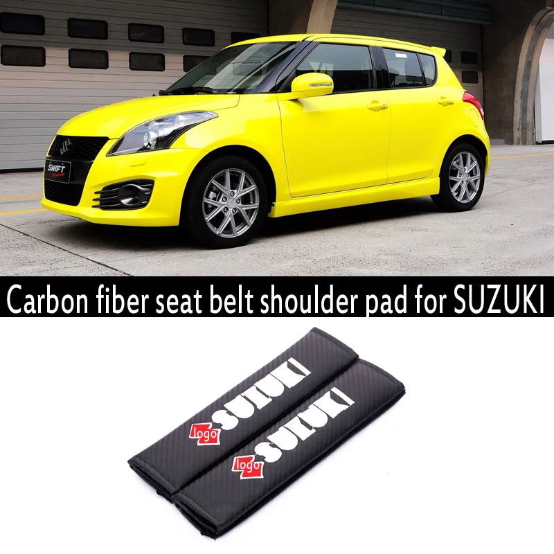 for suzuki Вышитая эмблема автомобиля из углеродного волокна Чехол для ремня безопасности Наплечная Накладка для toyota honda nissan mazda mitsubishi suzuki аксессуары - Название цвета: for suzuki