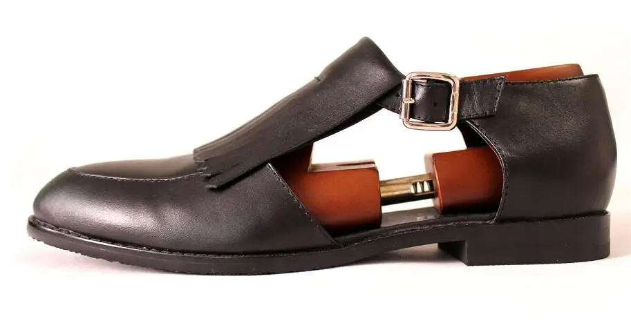 Сандалии гладиаторы мужские из натуральной кожи бычья кожа с бахромой без