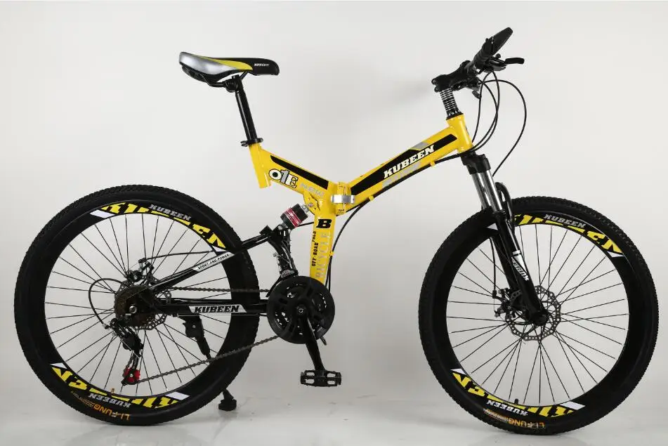 yellow 400c KUBEEN горный велосипед 26 дюймовый стальной 21 скорость велосипеды двойной дисковые тормоза с переменной скоростью дорожные велосипеды гоночный велосипед BMX велосипед - Цвет: yellow 400c