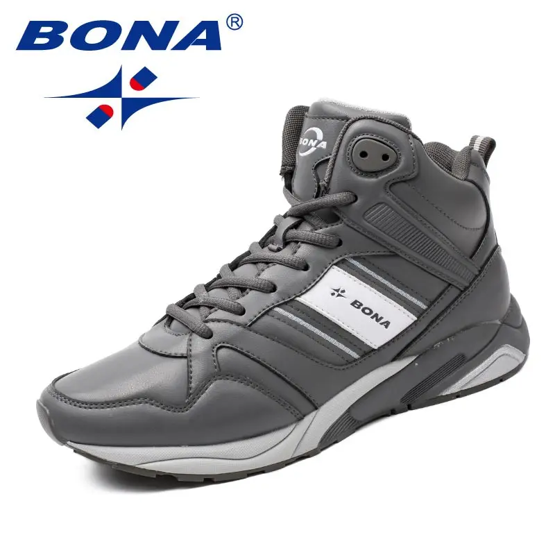 DARK GREY BONA/Новое поступление; классические стильные мужские кроссовки для бега на шнуровке; мужская спортивная обувь с высоким верхом; мужские беговые кроссовки; Быстрая - Цвет: DARK GREY