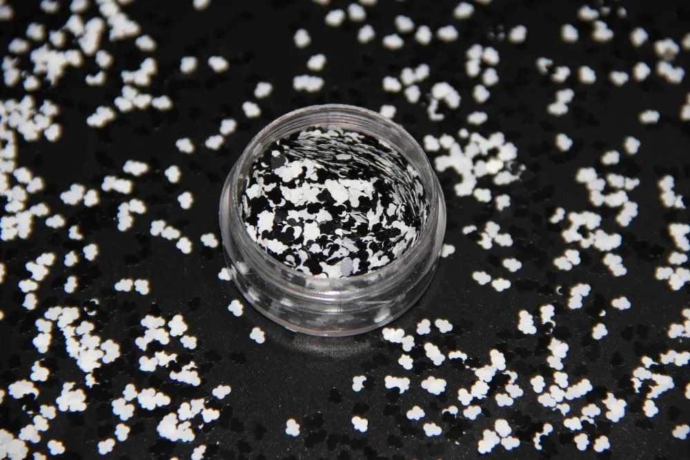 Стойкие к растворению черные и белые цвета Блестящие Блестки пайетки в виде