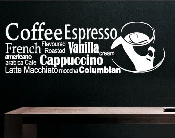 Виниловая настенная наклейка в стиле кофейни дизайнерская вывеска виде эспрессо