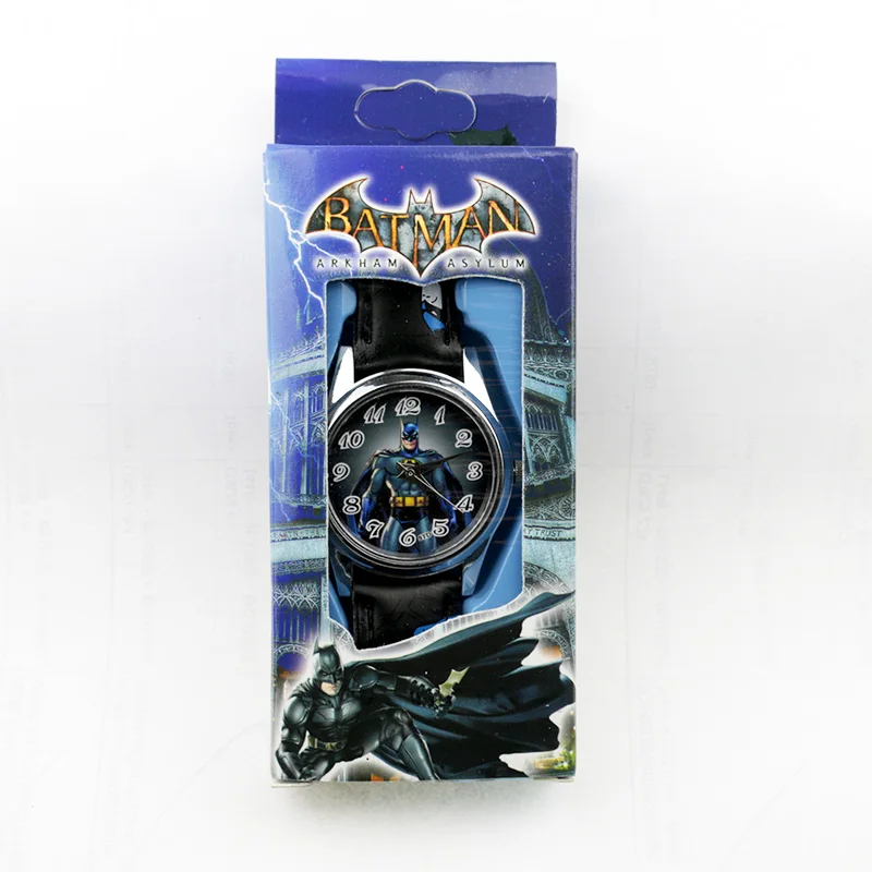 batman Black Детские часы с Бэтменом из мультфильма Человек-паук Бен 10 Supreman детские часы для мальчиков с кожаным ремешком кварцевые часы Reloj Nino подарок для мальчика - Цвет: batman Black