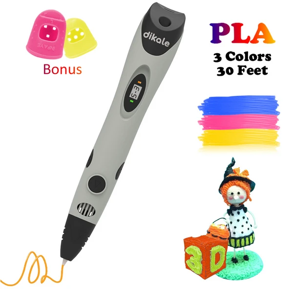 Gray US Free 9m PLA Dikale 3D Ручка для печати USB Canetas Criativa 7-го поколения Impresora Magica 3D Ручка для рисования струбцина нить PLA подарок для детей и взрослых - Цвет: Gray US Free 9m PLA