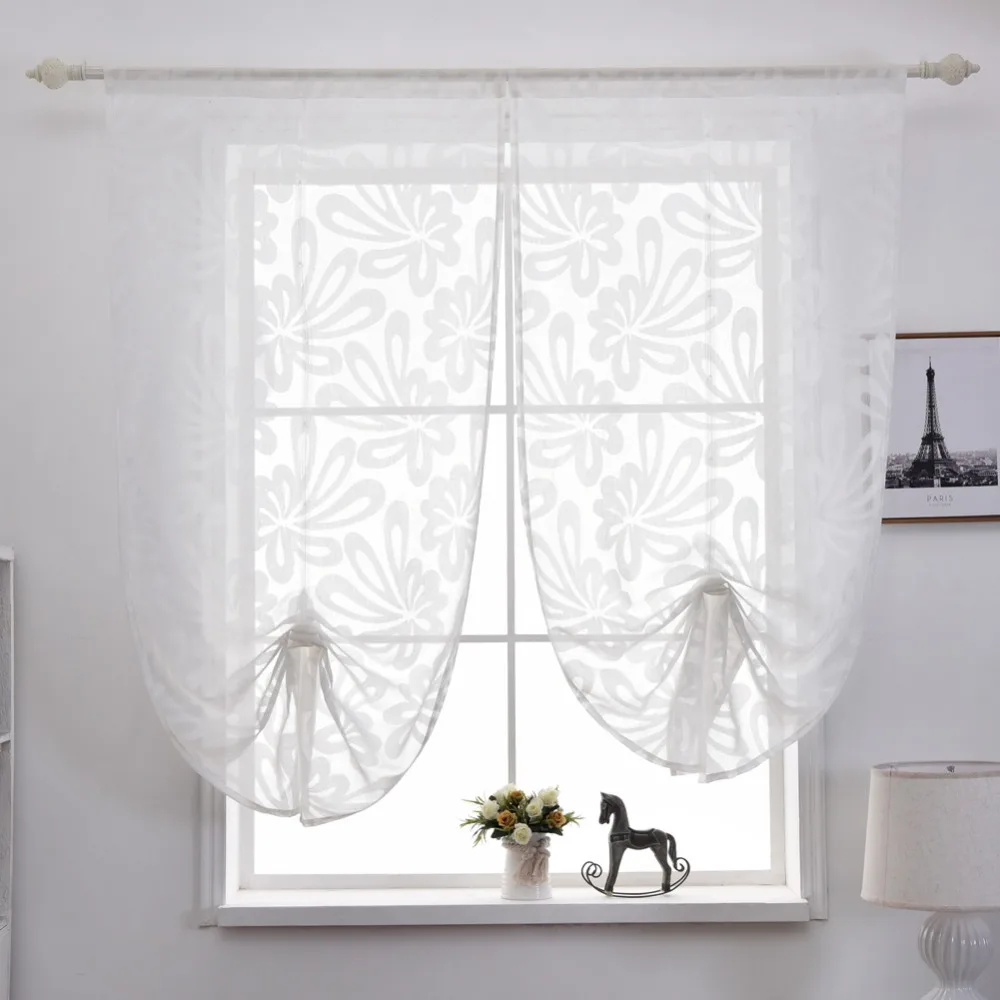 Короткая занавеска для кухни из искусственного льна легко отрегулировать