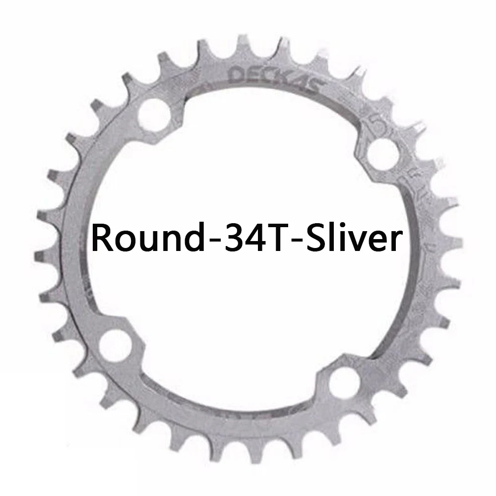 Round-34T-Sliver Deckas круглая узкая широкая цепь MTB горный велосипед 104BCD 32T 34T 36T Запчасти для зубной пластины - Цвет: Round-34T-Sliver