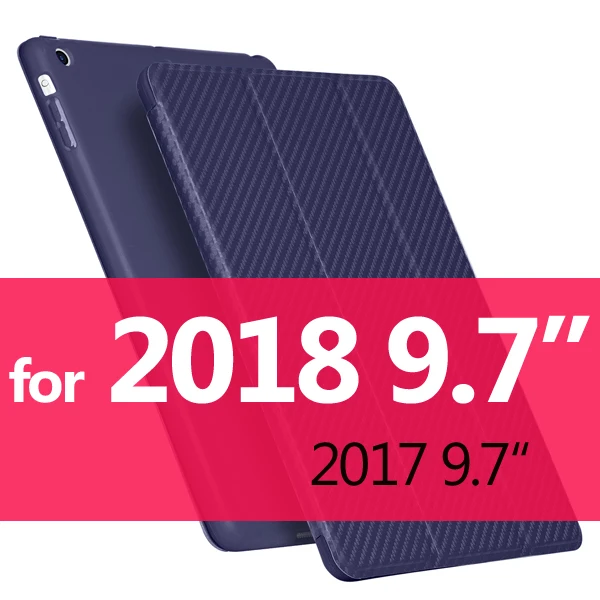carbon Blue 9.7 Для iPad чехол 6th Gen для iPad Pro 11 силиконовый мягкий чехол из искусственной кожи Smart Cover Funda для iPad 6го поколения чехол 9,7 - Цвет: carbon Blue 9.7