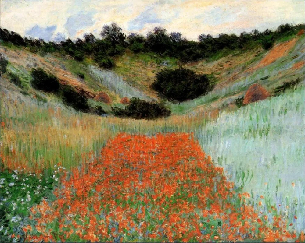 

High quality Oil painting Canvas Reproductions Poppy Field in a Hollow near Giverny (1885 By Claude Monet Painting hand painted