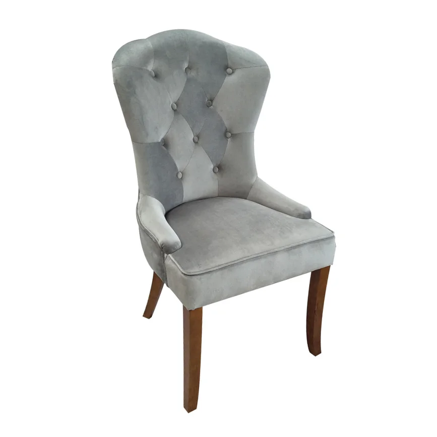 

European Solid Wood American Retro Cafe Dining Chair Hotel Study High Back Casual Flannel Chair
