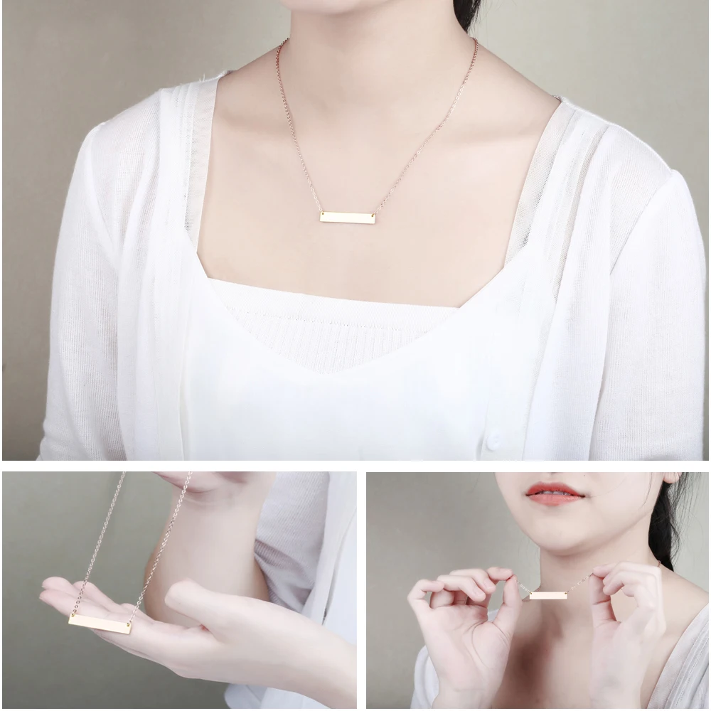 Женское Ожерелье в форме бара розового золота с бесплатной гравировкой