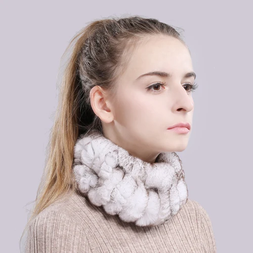 color 43 Women Real Fur Handmade Stretch Fur Scarf Knit Genuine Rex Rabbit Fur Headbands Girls Natural Fur Ring Cowl Snood Scarves Winter - Color: color 43