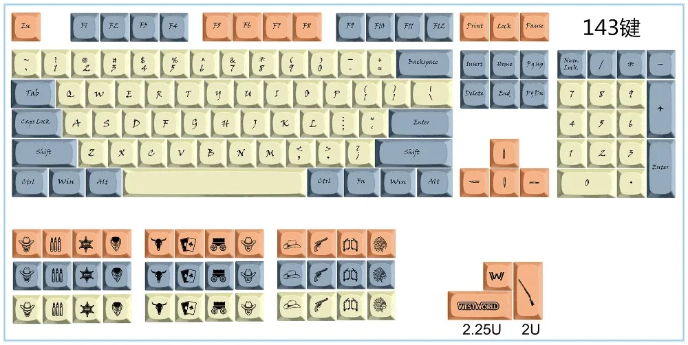Стиль Вестерн XDAS профиль keycap 143/186 краситель сублимированный filco/DUCK/Ikbc MX Переключатель механическая клавиатура keycap, только keycaps