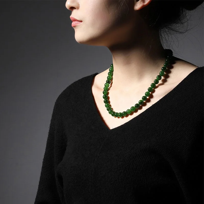 Натуральное зеленое Нефритовое ожерелье из нефрита для помолвки юбилей на