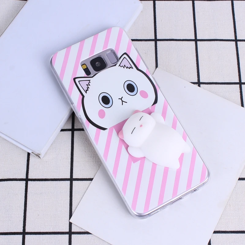 3D Squishy Toys For Samsung A5 2017 Cases A520F Soft Cute Cat Coque Squishies Cover Galaxy J5 Case J530 S8 |