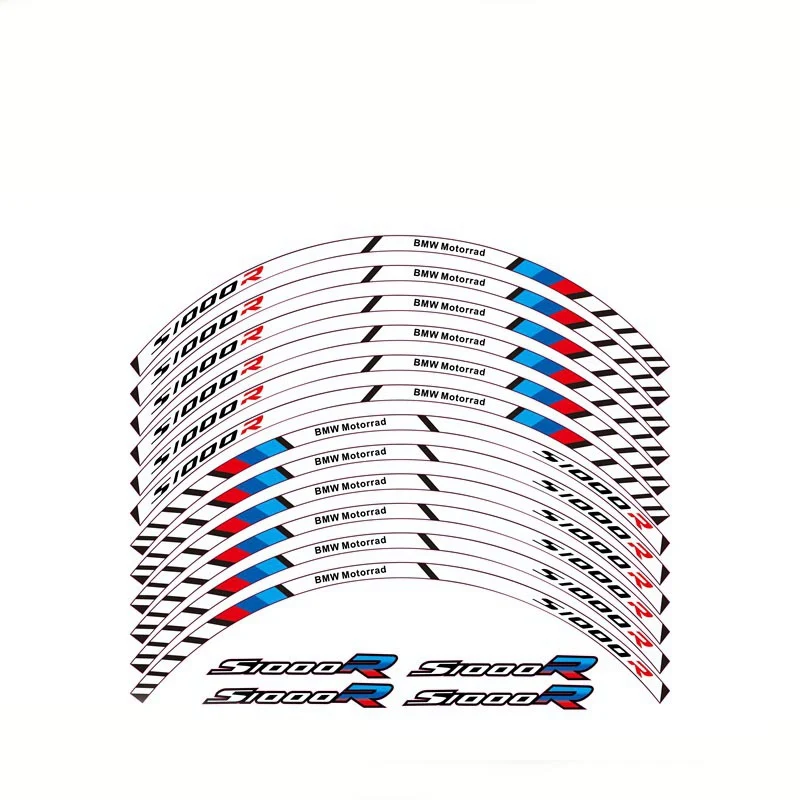 

Motorcycle Wheel Decals Stickers Set Rim Stripes Laminated For BMW S1000R