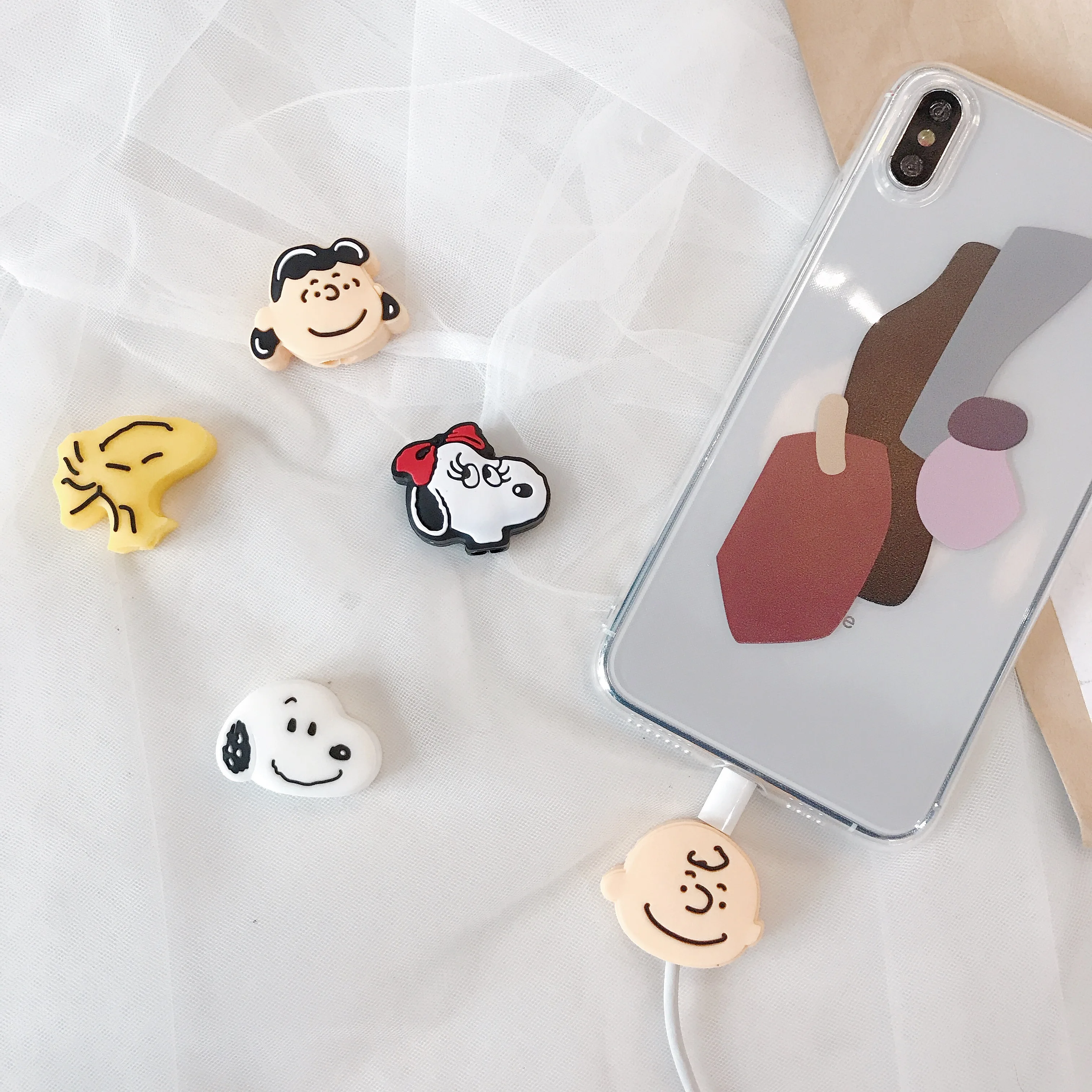 Прекрасный большой шарик укус мультфильм кабель протектор для iPhone 7 X XS 8 pin Универсальный шнур Защитная крышка usb зарядный кабель Winder
