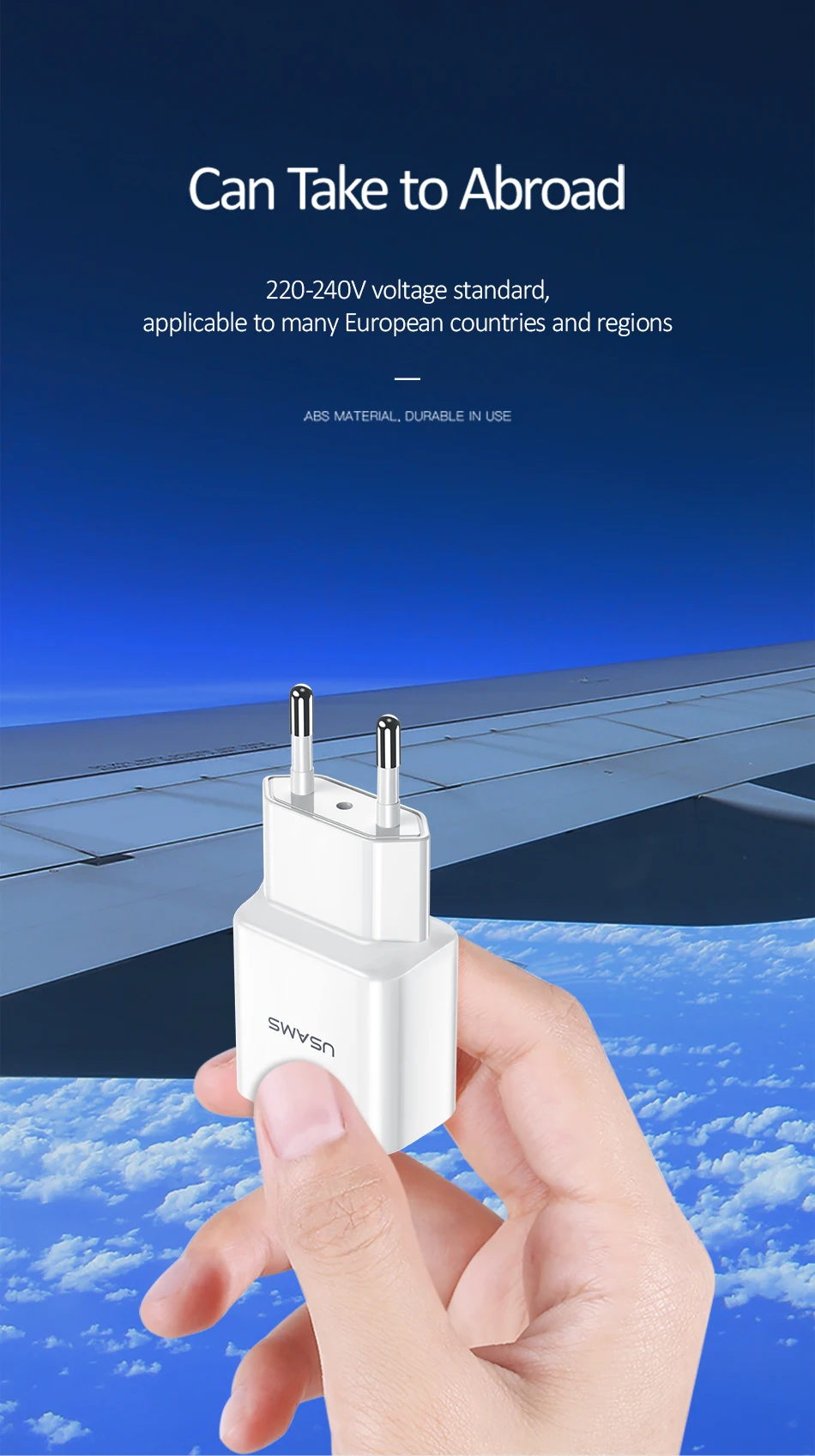 USAMS USB зарядное устройство 2.1A умный мобильный телефон зарядное устройство для iPhone samsung путешествия настенное зарядное устройство ЕС зарядное устройство адаптер с кабелем