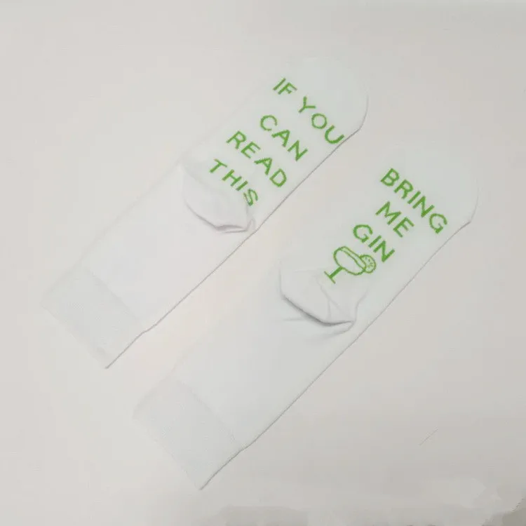 Магазин Crazy Fly If You Can Read This Bring Me Gin английские буквы Женские повседневные носки