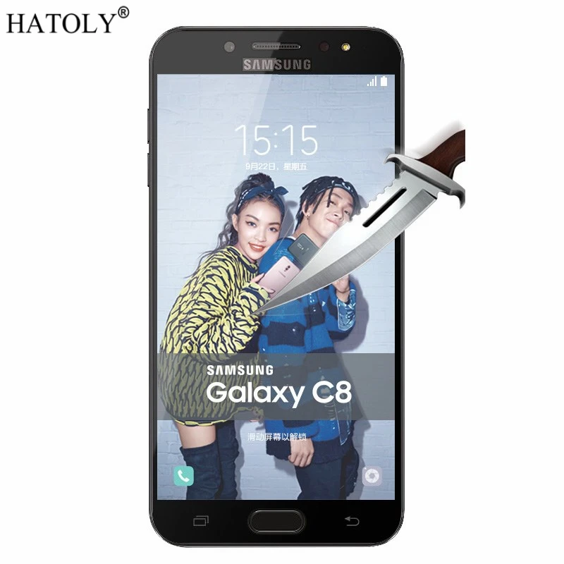 Для закаленного стекла Samsung Galaxy C8 Стекло 9H полное покрытие Защитная пленка для