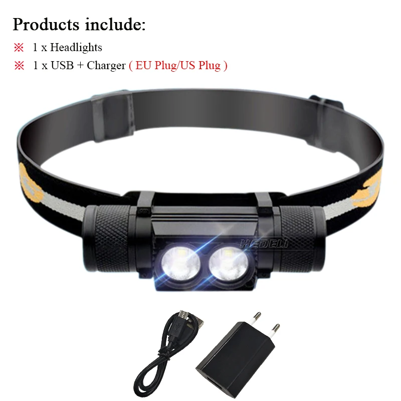 902 headlight H LED Headlamp mini USB Charging Headlight Super bright L2 Head Torch Camping Fishing head lamp waterproof 18650 Lantern hunting - Испускаемый цвет: 902 headlight H
