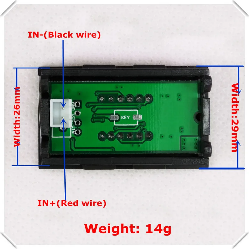 

colors of each lot 0.36"Digital Voltmeter DC3.5-30V 4 digit 2 wires with shell Voltage Panel Meter LED Color [6pcs / lot]