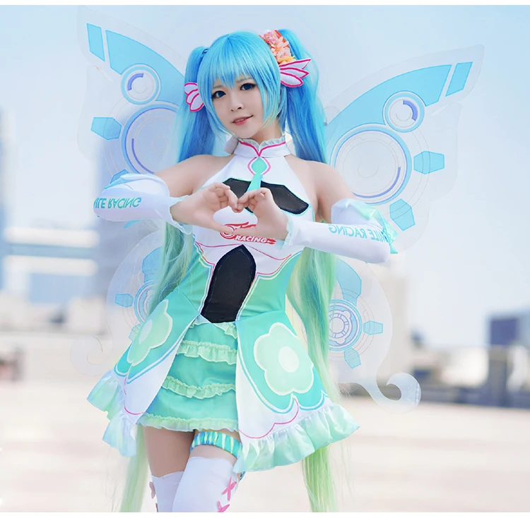 VOCALOID Мегурине лука Хацунэ Мику гонки queen Косплэй Хэллоуина равномерное крылья полный набор S-XL