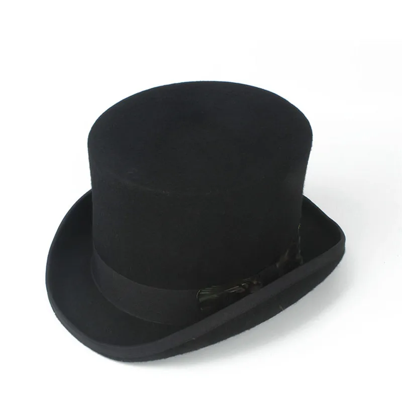 Шляпа с черным пером для женщин и мужчин шерстяная шляпа в стиле стимпанк