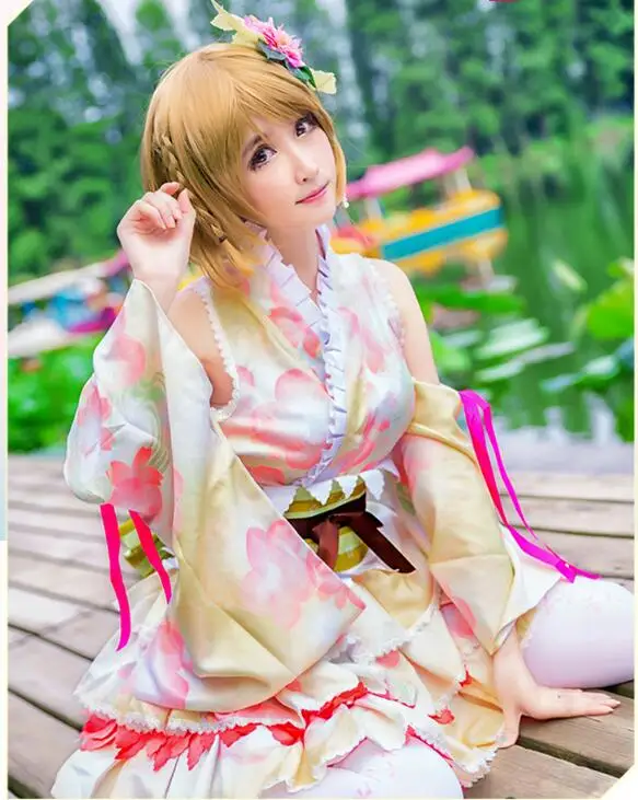 Аниме! Lovelive Коидзуми Hanayo халат Пробуждение кимоно равномерное Косплэй костюм для