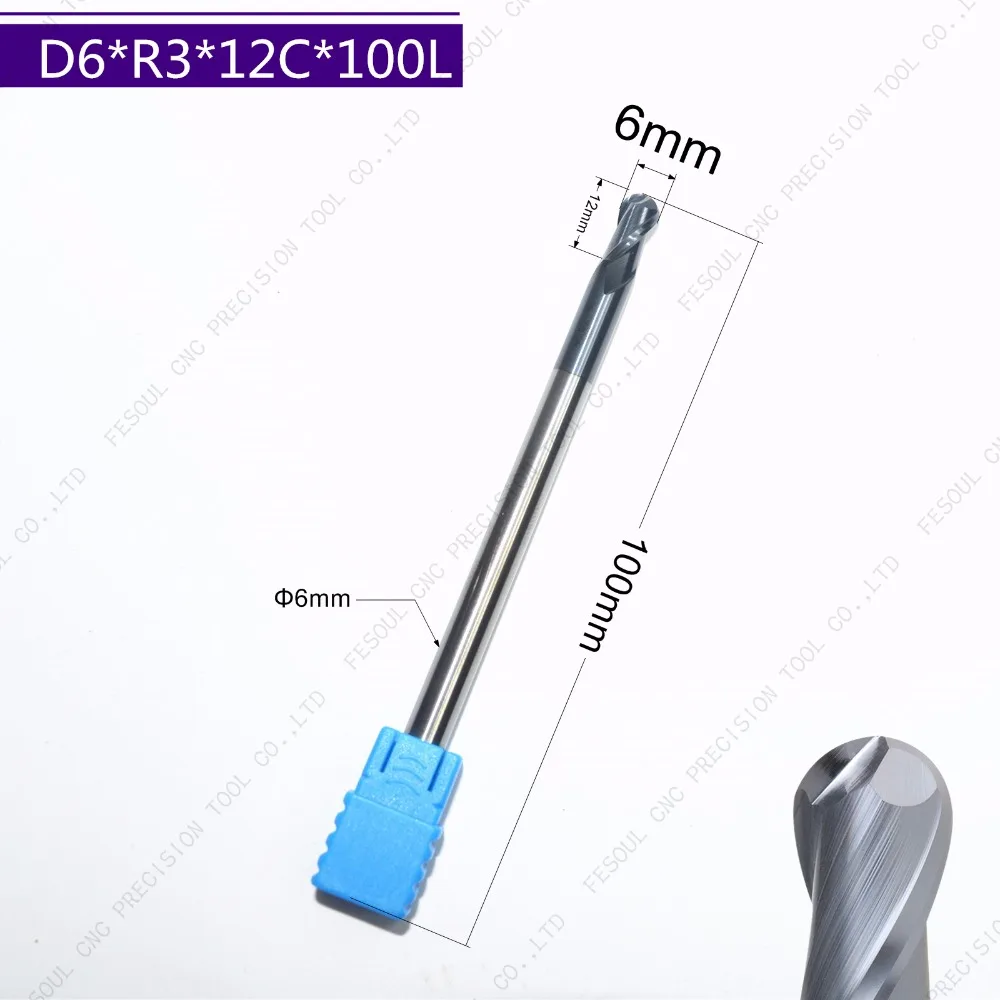 Фреза из твердосплавного сплава D6 * R3 12C 100l 1 шт. бесплатная доставка HRC45 2 фреза | Фреза -32874421957
