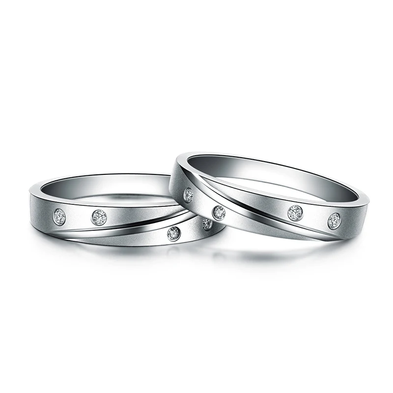 Реальный ZOCAI настоящий бриллиант 0.08CT Сертифицированный I-J/SI DIAMOND HIS AND Her свадебные комплекты браслетов с круглой огранкой из белого золота 18 К Q00951A