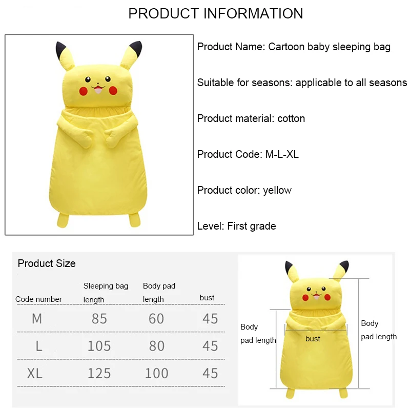 MHWGO спальный конверт для малышей коляска Хлопок Пикачу разрядки зимний
