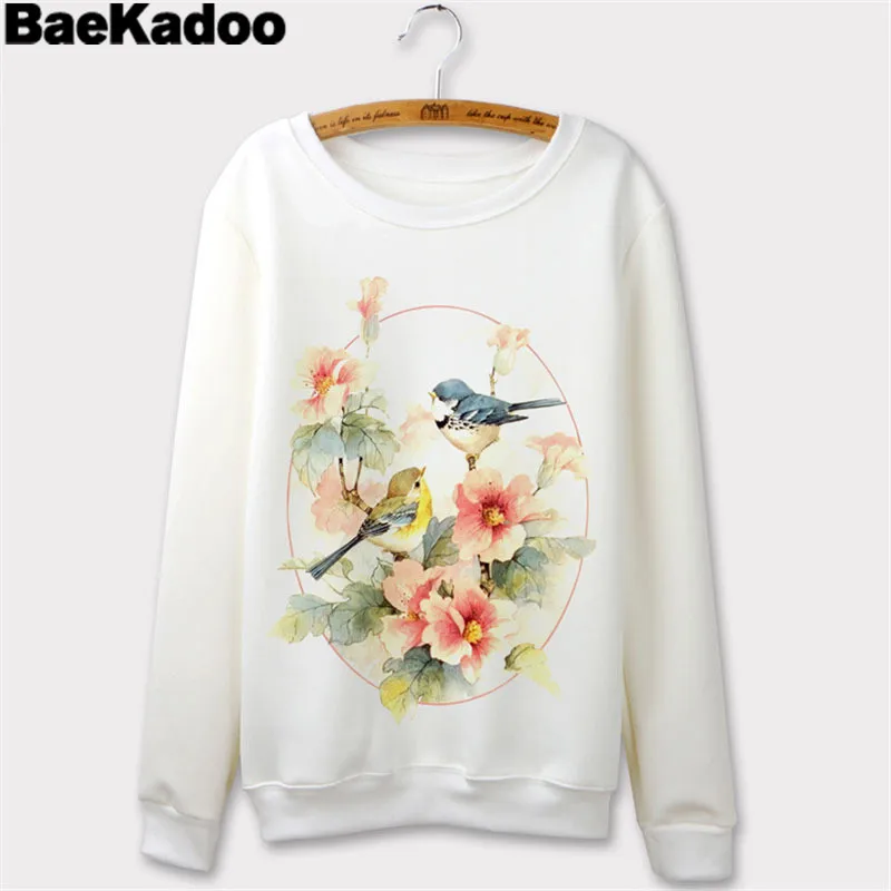 Женский свитшот BAEKADOO в виде помады яркий Яркий с птицами пуловеры стиле