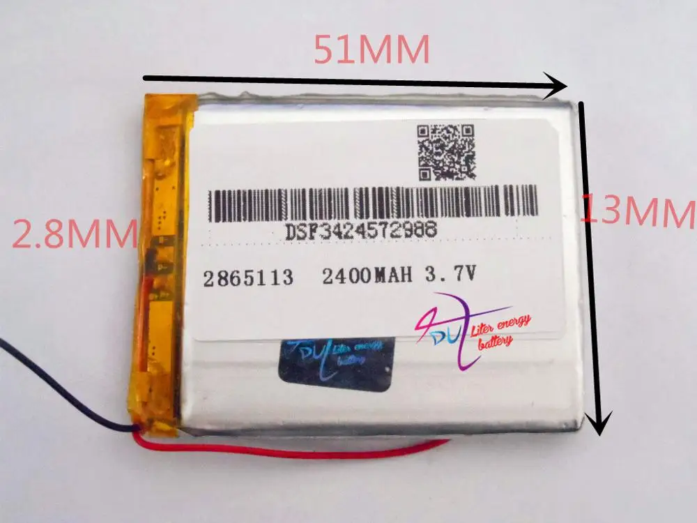 best battery brand 3.7V lithium polymer 2865113 2400mah mp4 MP5 import slim flat | Электроника