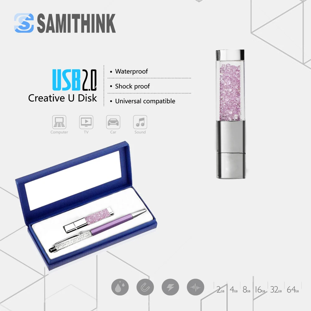 Роскошный кристалл USB флэш накопитель подарок на заказ высокоскоростной 2 0 64 ГБ 32