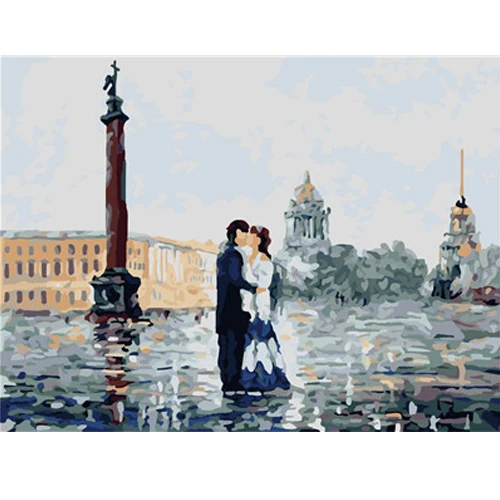 Рисунок DIY Цифровая живопись по номерам пара серия современные настенные искусства холст живопись уникальный подарок домашний декор 40x50 см - Цвет: E262