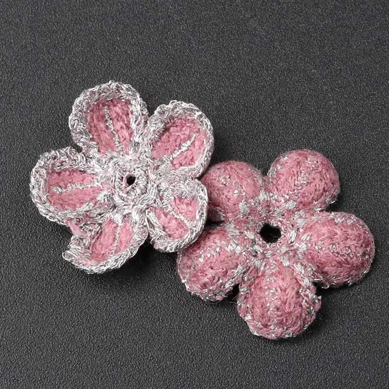 pink 10 шт. красивый цветок с серебряной кружевной аппликацией отделка вышитая кружевная лента для одежды аксессуары украшения Пришивные 22 мм - Цвет: pink