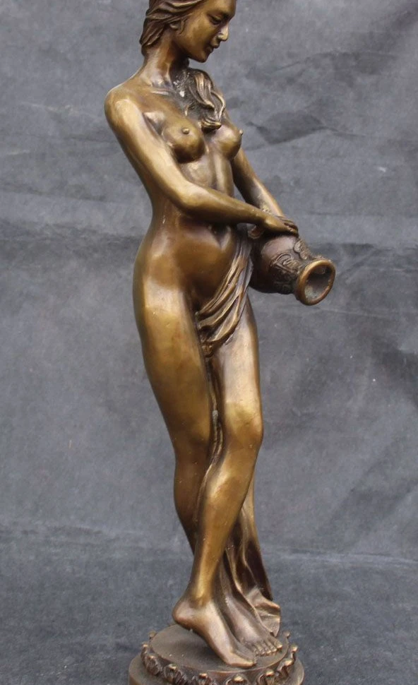 Бронзовая скульптура в стиле вестерн 20 дюймов Очаровательная Обнаженная Женская