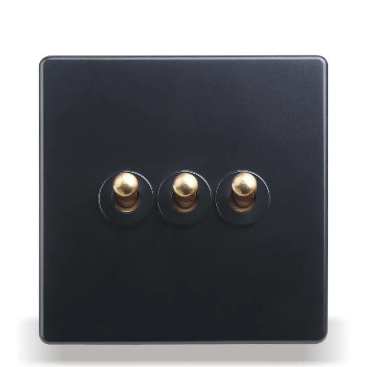 Black Touch Switch 86Type Retro Wall Three Control Two Way 10A 110V- 250V | Строительство и ремонт