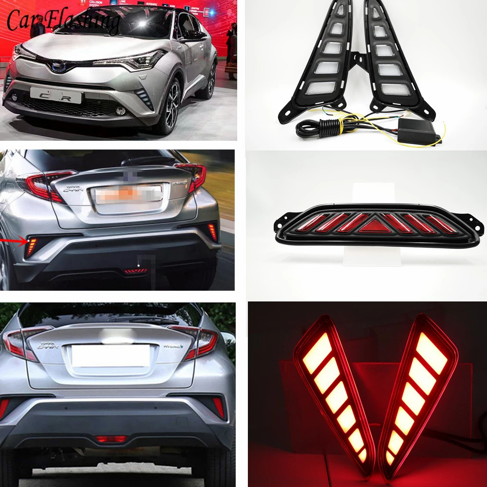 1 комплект светодиодный для Toyota C-HR ЧР дневные ходовые огни дневного света и задний бампер туман лампа стоп-сигнала Предупреждение свет