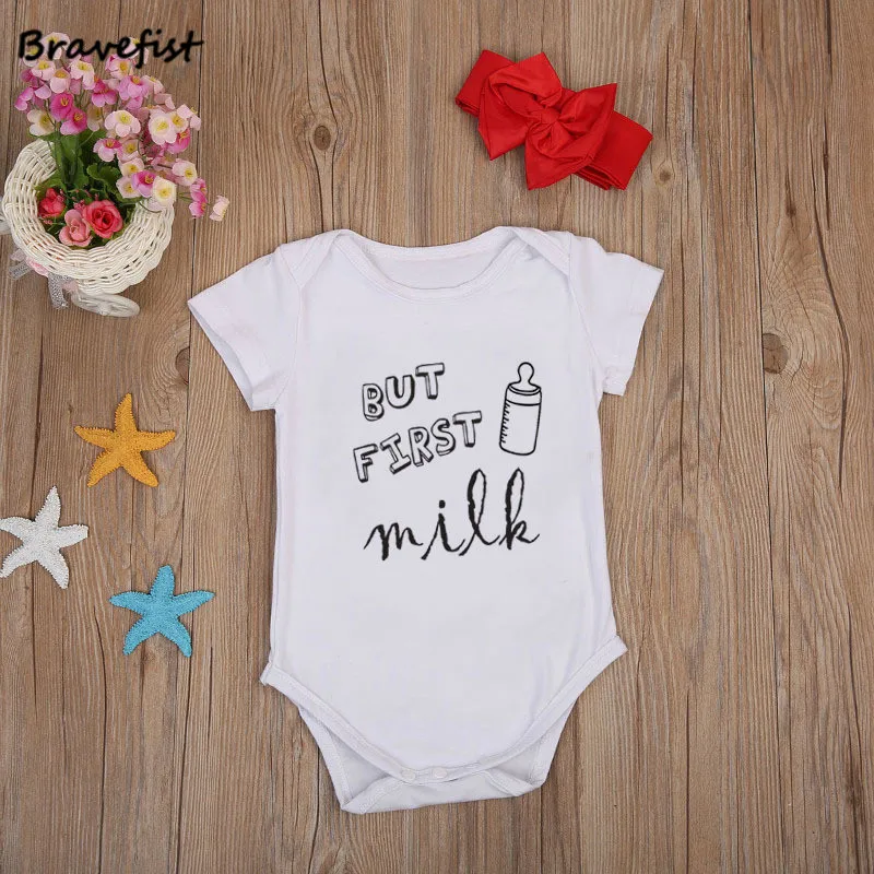 2018 белый Детские боди для новорожденных но во первых с надписью MILK (печати