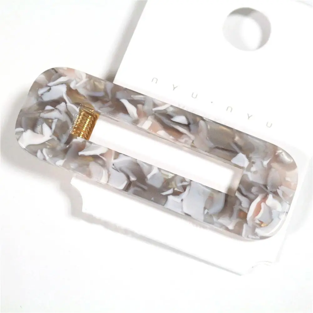 Light gray rectangle Акриловые Капли шпильки геометрической формы заколка для волос для девочек аксессуары для волос полые прямоугольные большие заколки для волос для женщин - Цвет: Light gray rectangle