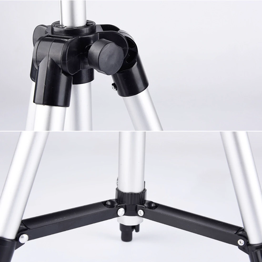 

Professional Foldable Camera Tripod Holder Stand Aluminum with Phone Holder 1/4" Screw 360 Degree Fluid Head Tripod Stabilizer