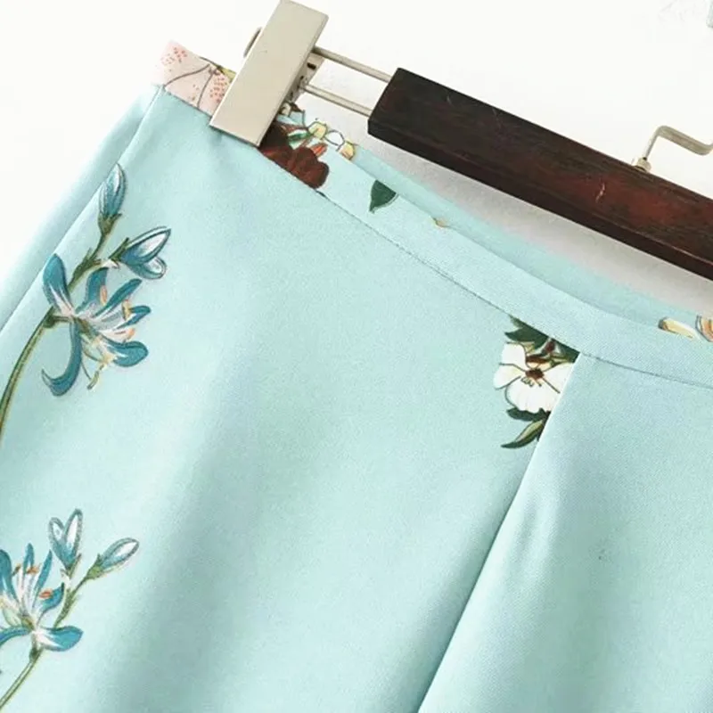 2017 Для женщин Винтаж цветочный Широкие брюки стороны молнии Европейский Стиль